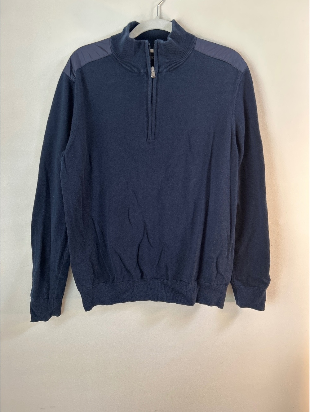 Michael Kors Navy Blue Cotton Pullover Half-Zip Sweater, Size M